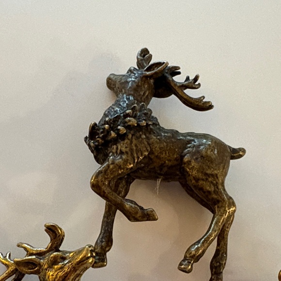 Vintage MCM Elegant Gold Brass Reindeer Wall Decor Set -3 Hollywood Regency - Picture 4 of 8
